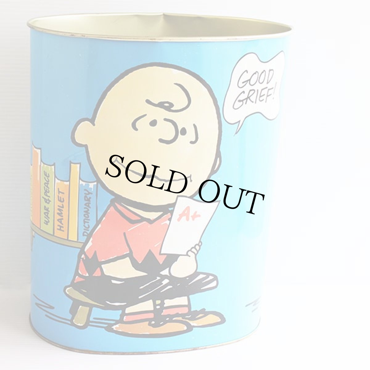 画像2: 70s USA製 CHEINCO スヌーピー チャーリーブラウン トラッシュカン 水色★ゴミ箱★ダストボックス (2)