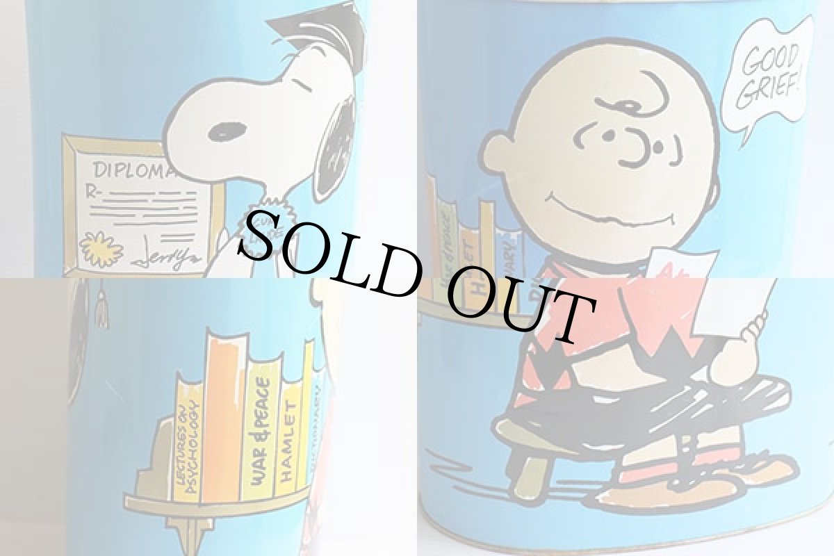 画像3: 70s USA製 CHEINCO スヌーピー チャーリーブラウン トラッシュカン 水色★ゴミ箱★ダストボックス (3)