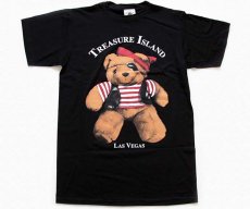 画像1: デッドストック★90s USA製 TREASURE ISLAND LAS VEGAS 海賊 クマ コットンTシャツ 黒 特大 (1)