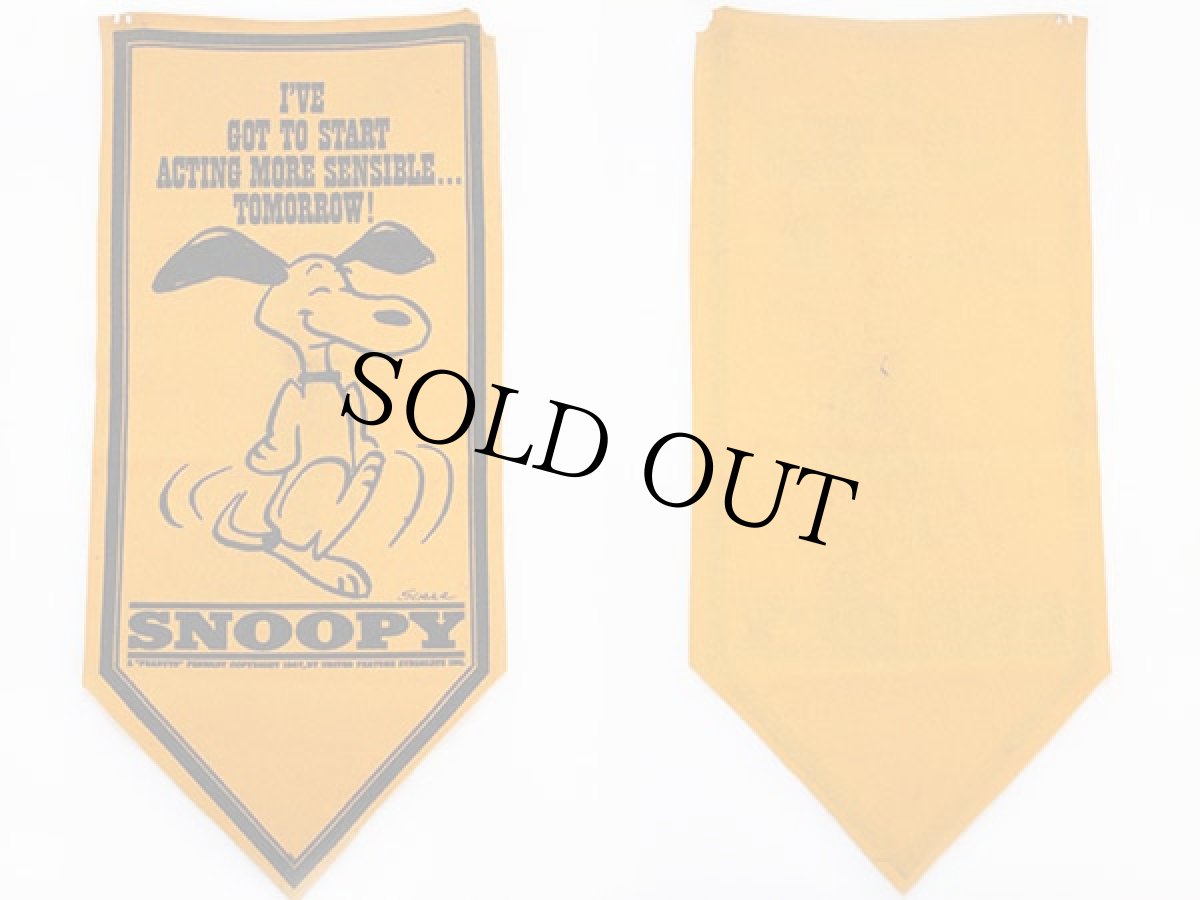 画像2: 70s PEANUTS SNOOPY スヌーピー フェルト ペナント マスタード (2)