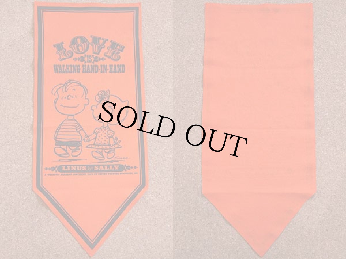 画像2: 70s PEANUTS LINUS&SALLY LOVE フェルト ペナント オレンジ★スヌーピー (2)