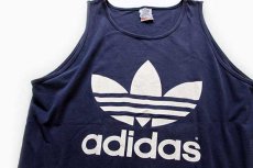 画像1: 90s USA製 adidasアディダス トレフォイル ロゴ コットン タンクトップ 紺 L (1)