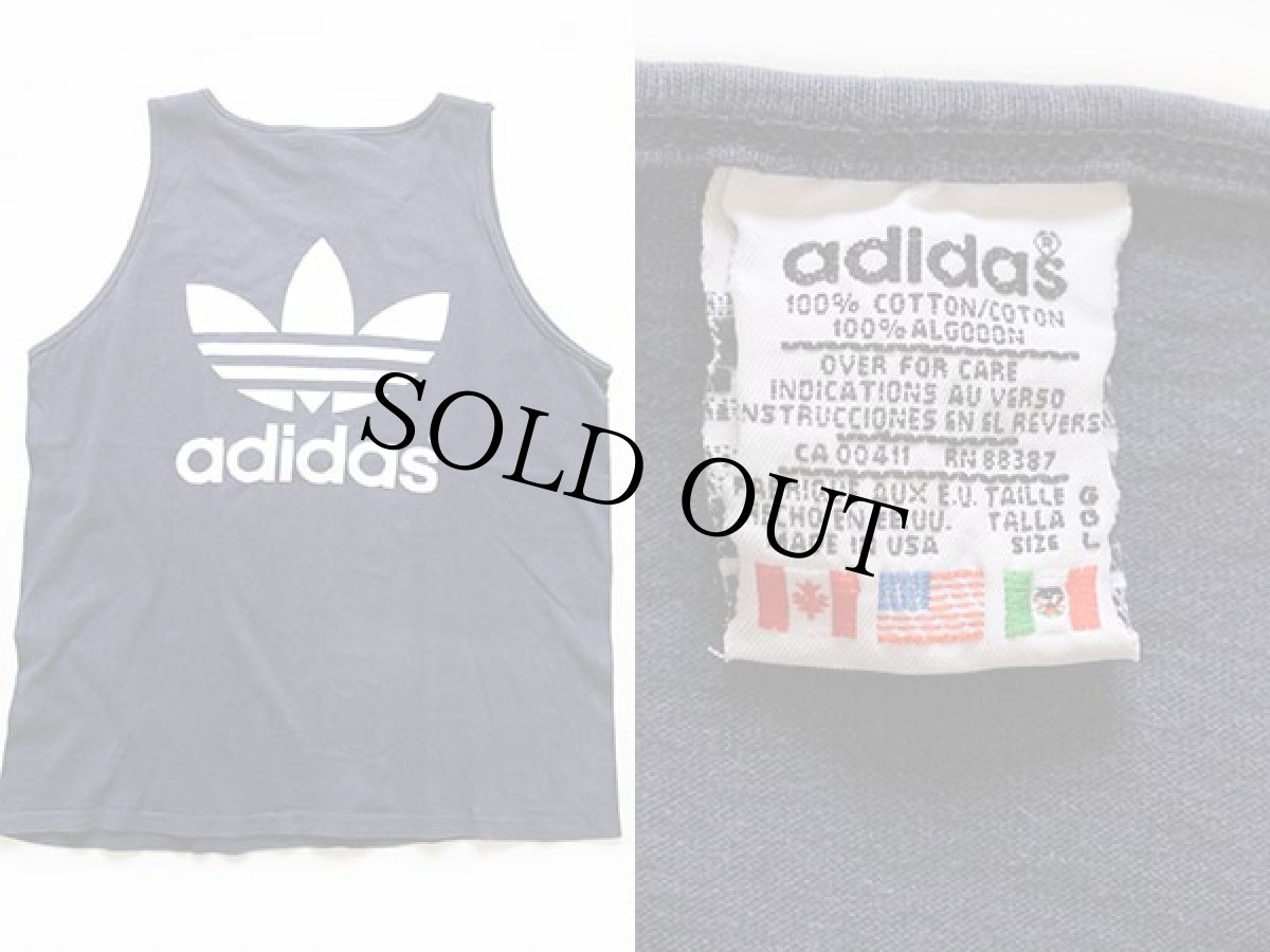 画像3: 90s USA製 adidasアディダス トレフォイル ロゴ コットン タンクトップ 紺 L (3)