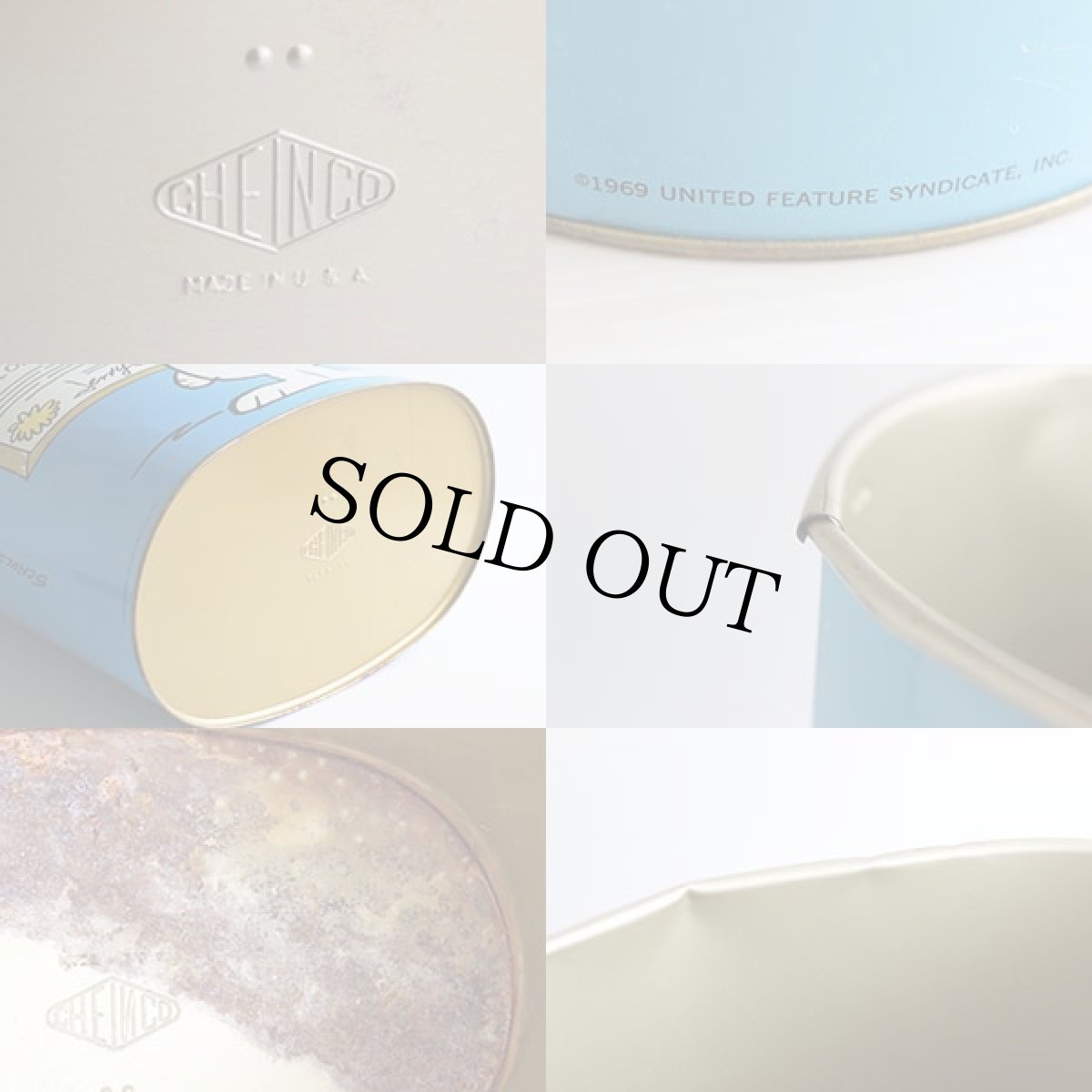 画像4: 70s USA製 CHEINCO スヌーピー チャーリーブラウン トラッシュカン 水色★ゴミ箱★ダストボックス (4)