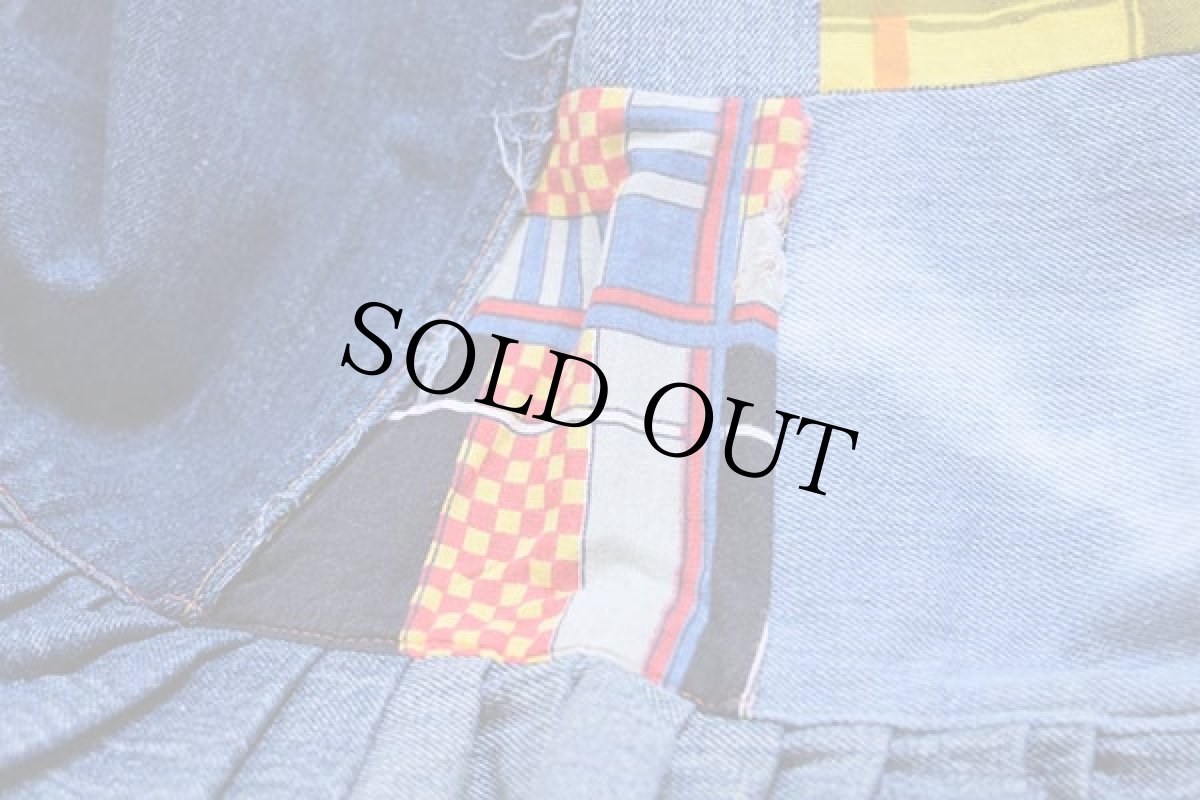 画像7: 70s Levi'sリーバイス リメイク マキシ丈 パッチワーク デニム フレアスカート (7)
