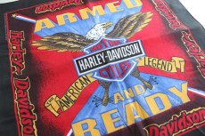 画像1: デッドストック★90s USA製 HARLEY-DAVIDSON ハーレー ダビッドソン ARMED AND READY バンダナ 黒 (1)