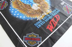 画像1: デッドストック★90s USA製 HARLEY-DAVIDSON ハーレー ダビッドソン WILD バンダナ 黒 (1)