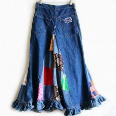 画像2: 70s Levi'sリーバイス リメイク マキシ丈 パッチワーク デニム フレアスカート (2)