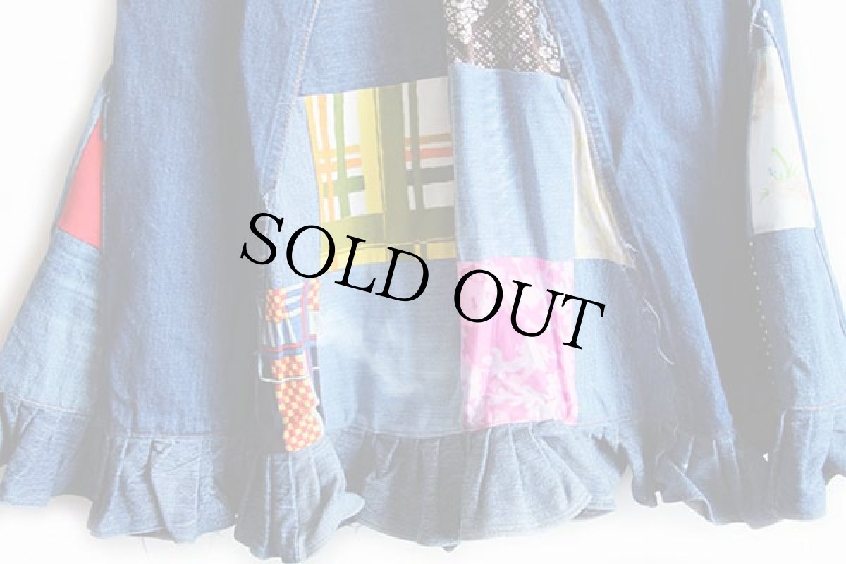 画像6: 70s Levi'sリーバイス リメイク マキシ丈 パッチワーク デニム フレアスカート (6)