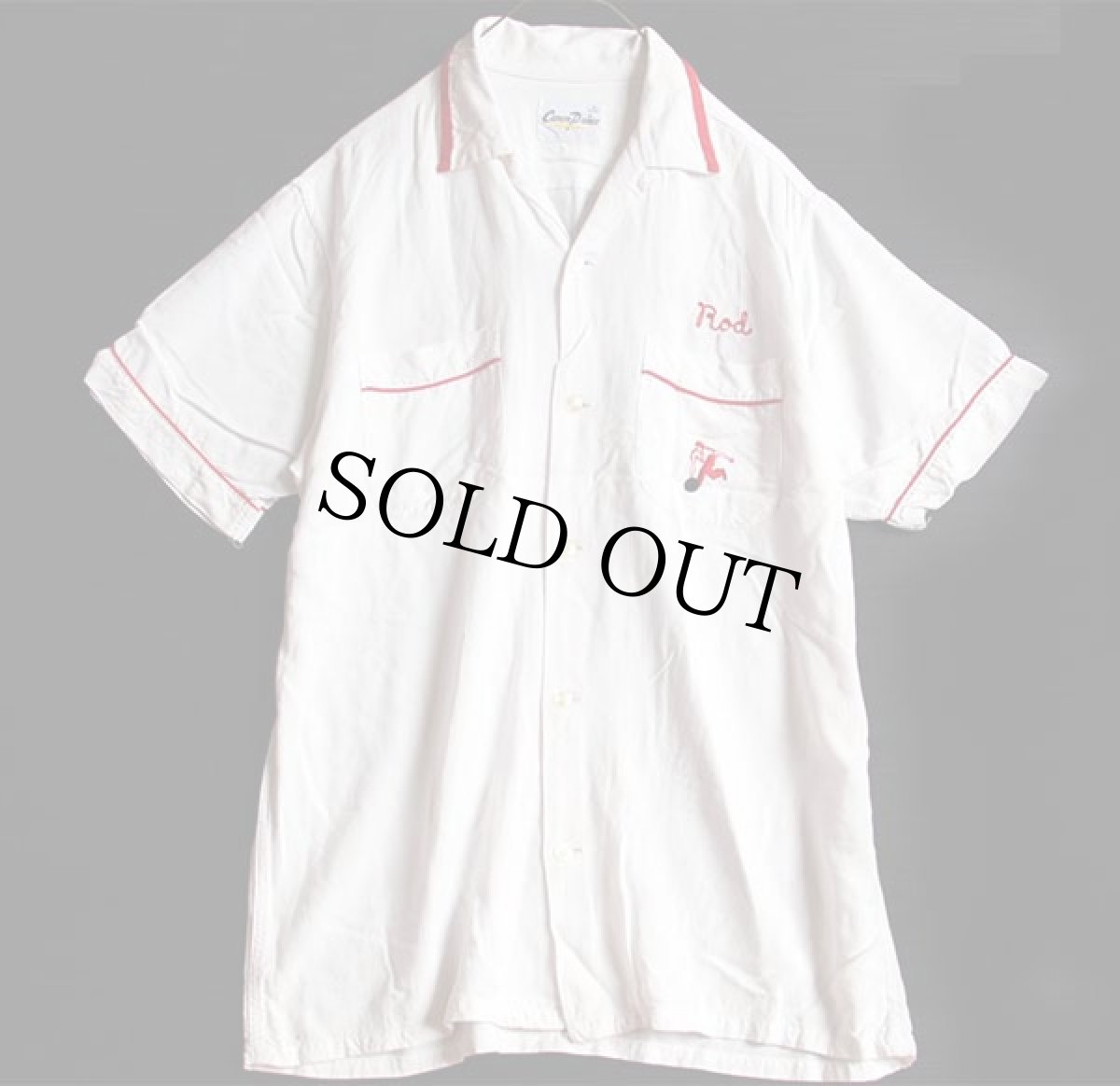 画像2: 60s Crown Prince チェーン刺繍 レーヨン ボウリングシャツ 白 M (2)