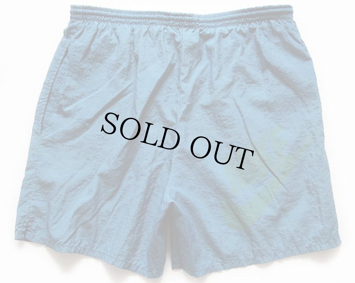 画像2: 90s NIKEナイキ ビッグロゴ ナイロン ショートパンツ ブルーグレー S★ショーツ (2)