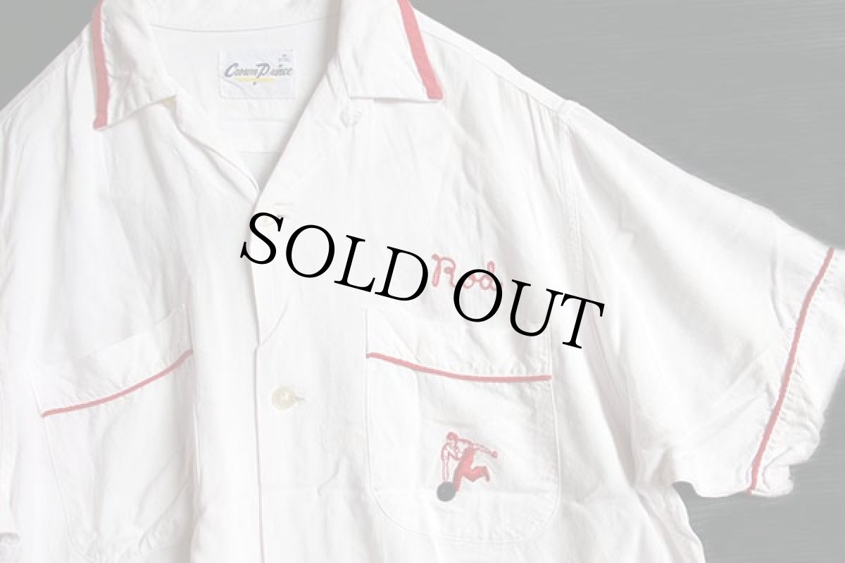 画像3: 60s Crown Prince チェーン刺繍 レーヨン ボウリングシャツ 白 M (3)