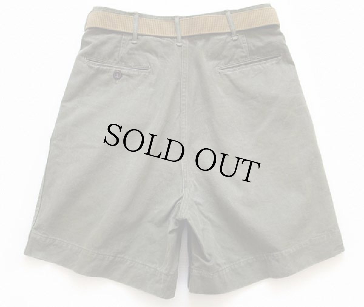 画像2: 50s BSA ボーイスカウト ガチャベルト付き ツータック コットン ショートパンツ オリーブ w27★ショーツ (2)