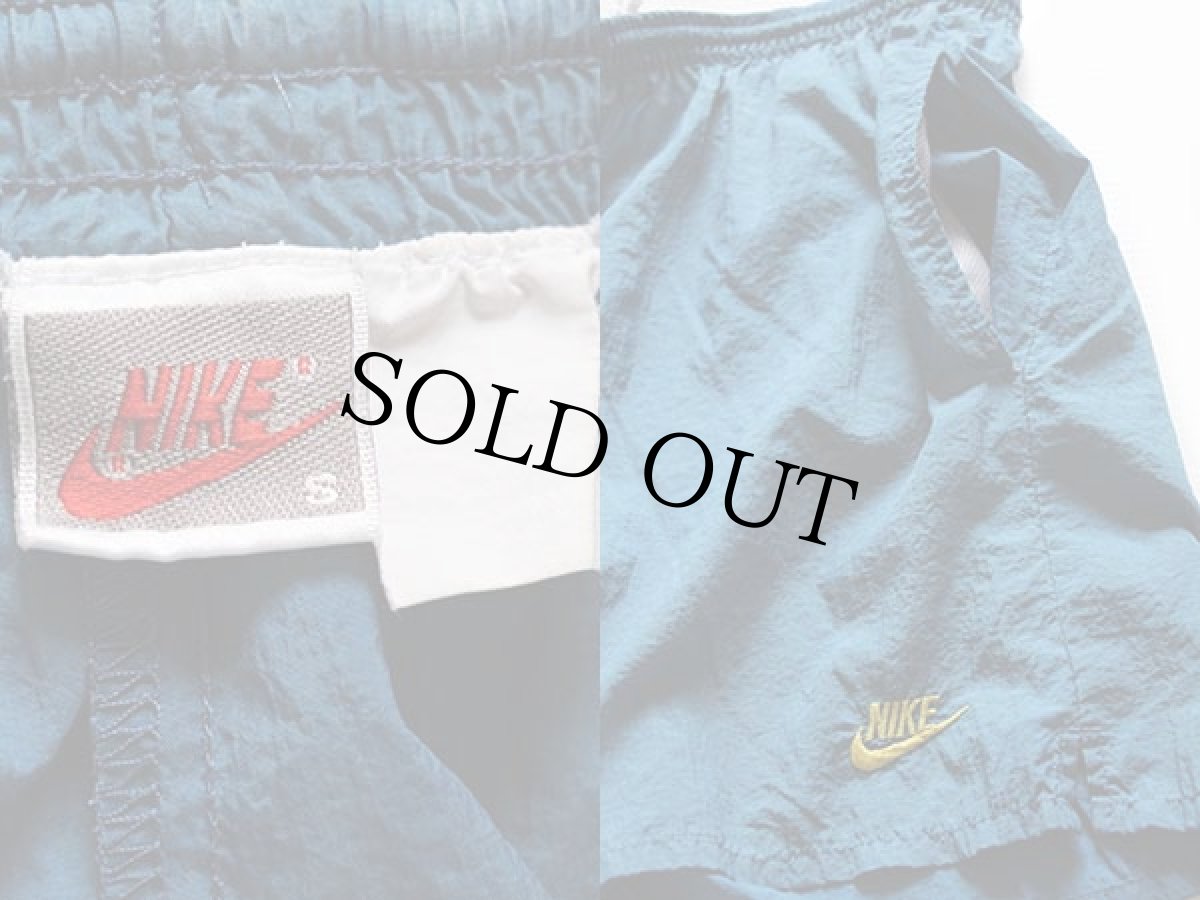 画像3: 90s NIKEナイキ ビッグロゴ ナイロン ショートパンツ ブルーグレー S★ショーツ (3)