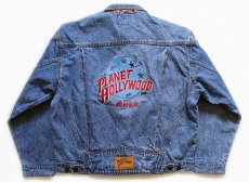 画像1: 90s PLANET HOLLYWOOD Honoluluロゴ刺繍 デニムジャケット 4ポケット XL (1)