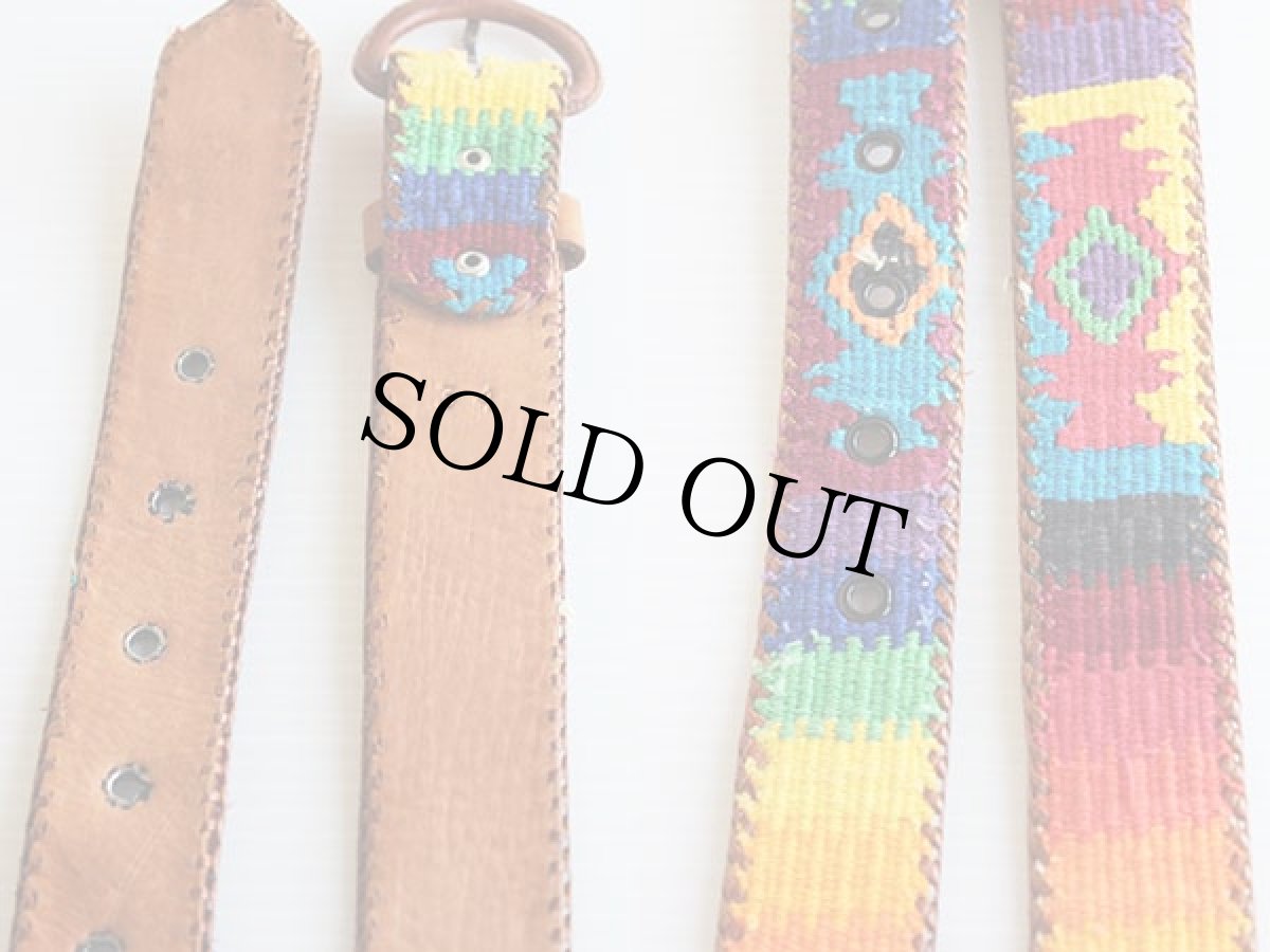 画像2: ハンドメイド エスニック柄 ラグ×レザーベルト 34★1019 (2)