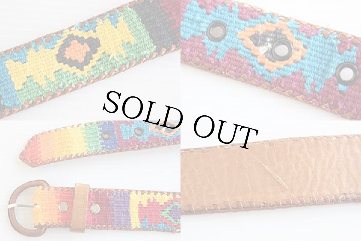 画像3: ハンドメイド エスニック柄 ラグ×レザーベルト 34★1019 (3)