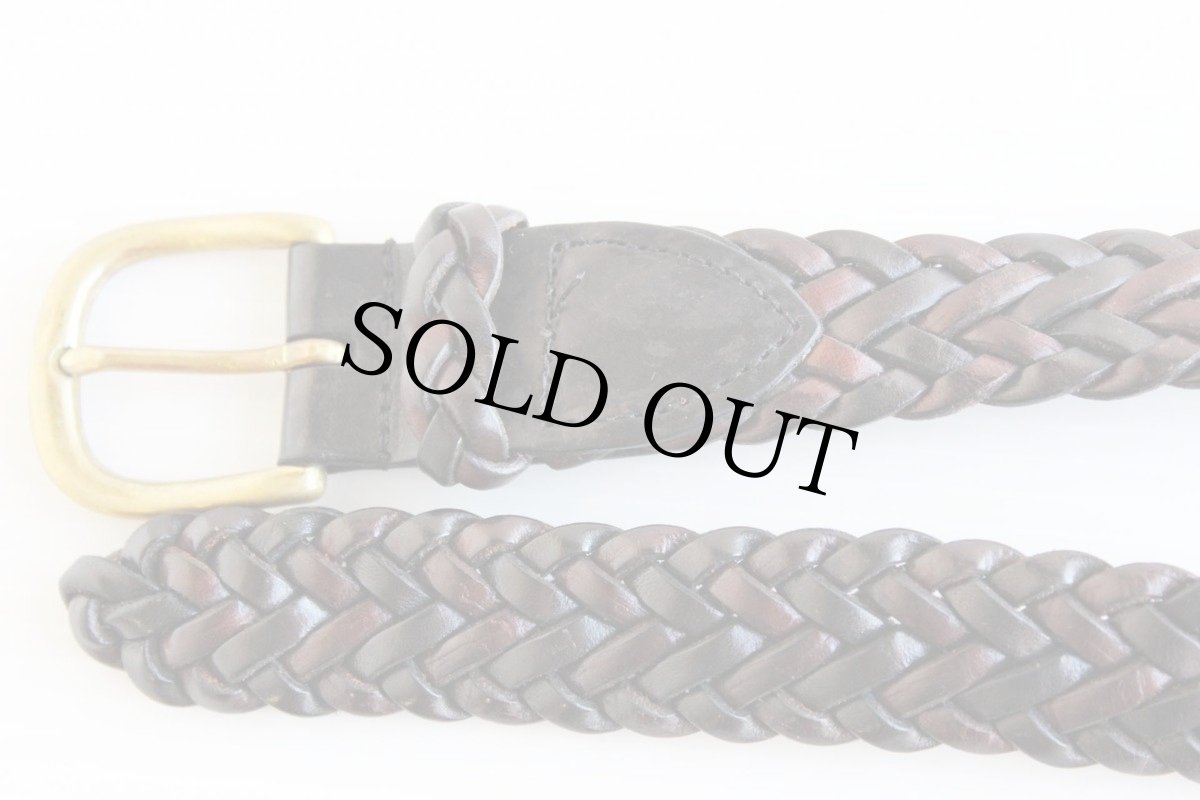 画像2: 英国製 COLE-HAANコールハーン 編み込み レザーベルト 焦げ茶 36/90★1005 (2)