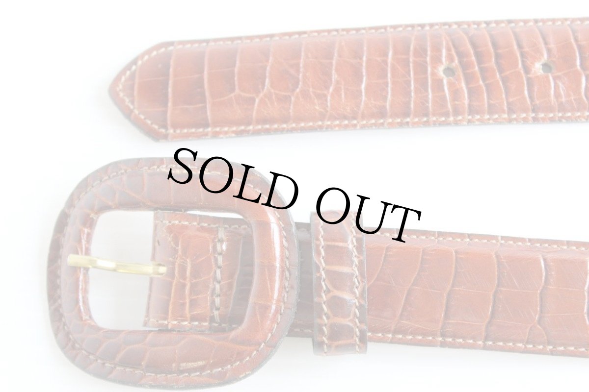 画像2: USA製 Brooks Brothersブルックスブラザーズ 型押し レザーベルト 茶 S★988 (2)