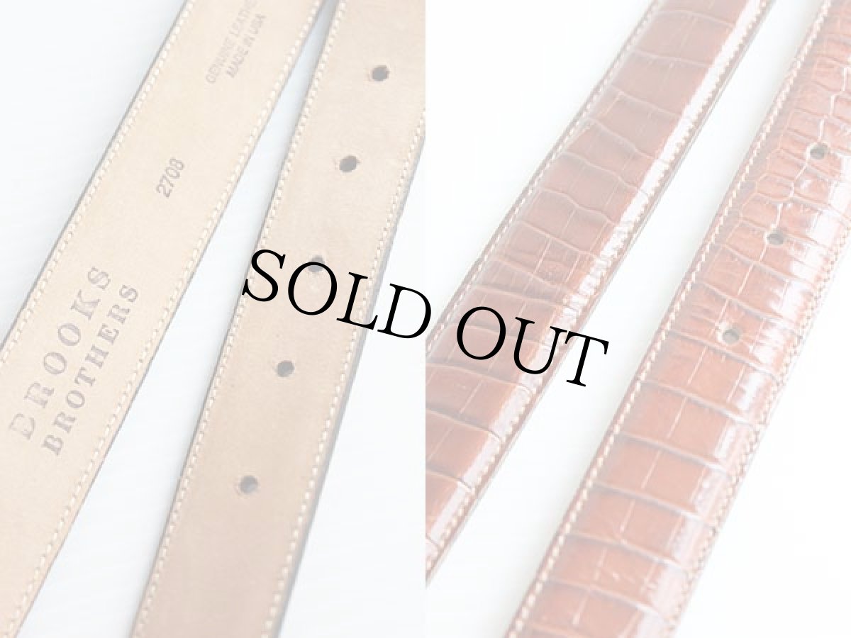 画像3: USA製 Brooks Brothersブルックスブラザーズ 型押し レザーベルト 茶 S★988 (3)