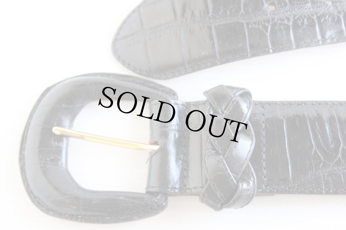 画像2: USA製 BRIGHTON 型押し レザーベルト 黒 L★990 (2)