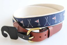 画像1: 未使用★USA製 Leather Man ハンドメイド ゴルフ柄 コットン ベルト 36 (1)