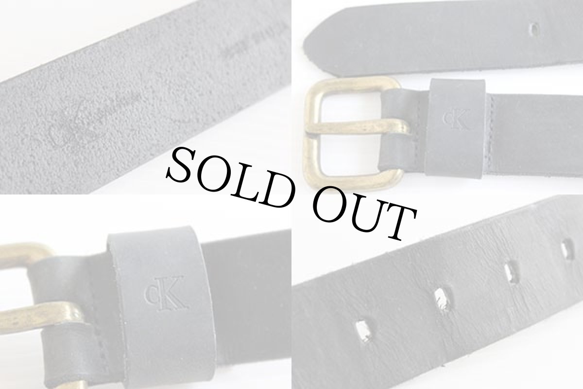 画像3: USA製 Calvin Kleinカルバンクライン オイルド レザーベルト 黒 M★1109 (3)