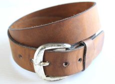 画像1: 90s USA製 LEVI'Sリーバイス カウハイド ヌバック レザーベルト 茶 32/80 (1)