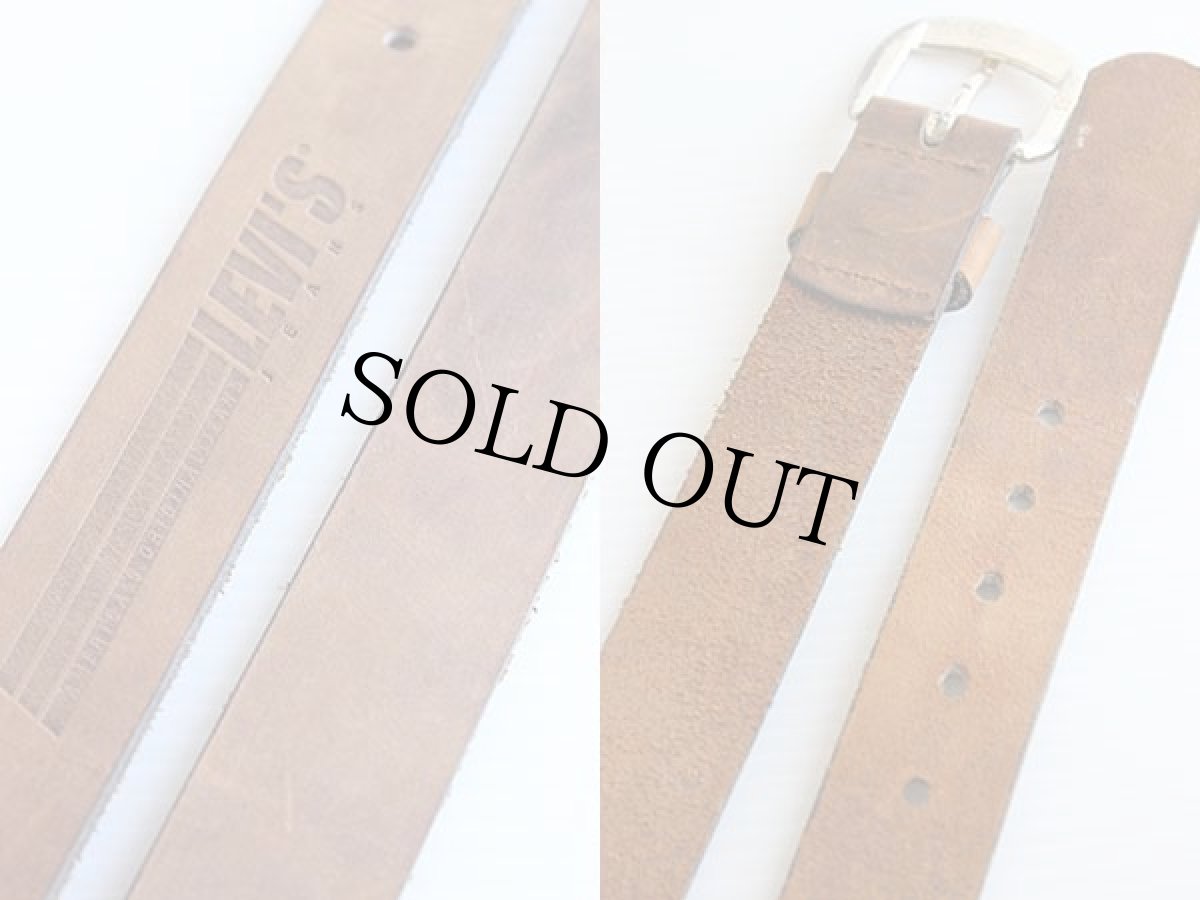 画像2: 90s USA製 LEVI'Sリーバイス カウハイド ヌバック レザーベルト 茶 32/80 (2)