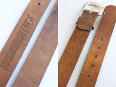 画像2: 90s USA製 LEVI'Sリーバイス カウハイド ヌバック レザーベルト 茶 32/80 (2)