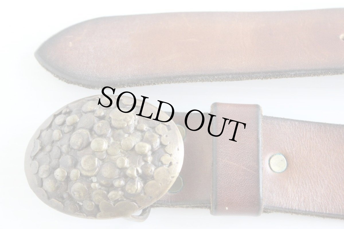 画像2: ビンテージ Poor Richards レザーベルト 茶 32★1092 (2)