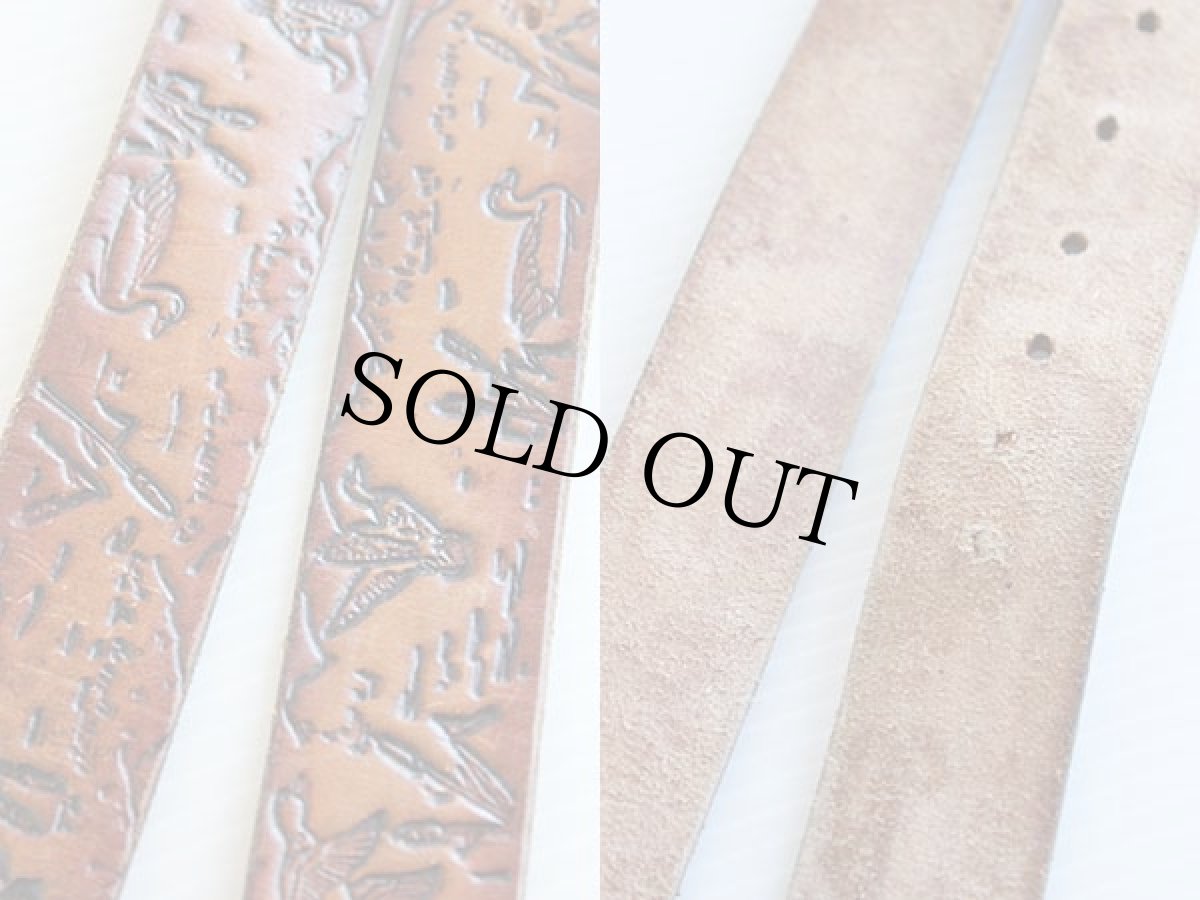 画像3: GOLDEN EAGLE ARCHERY バックル D.G.B. カモ柄 カービング レザーベルト 茶 (3)