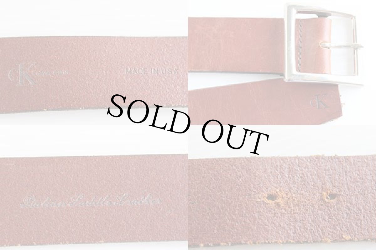 画像3: USA製 Calvin Kleinカルバンクライン サドル レザーベルト 茶 S★1108 (3)