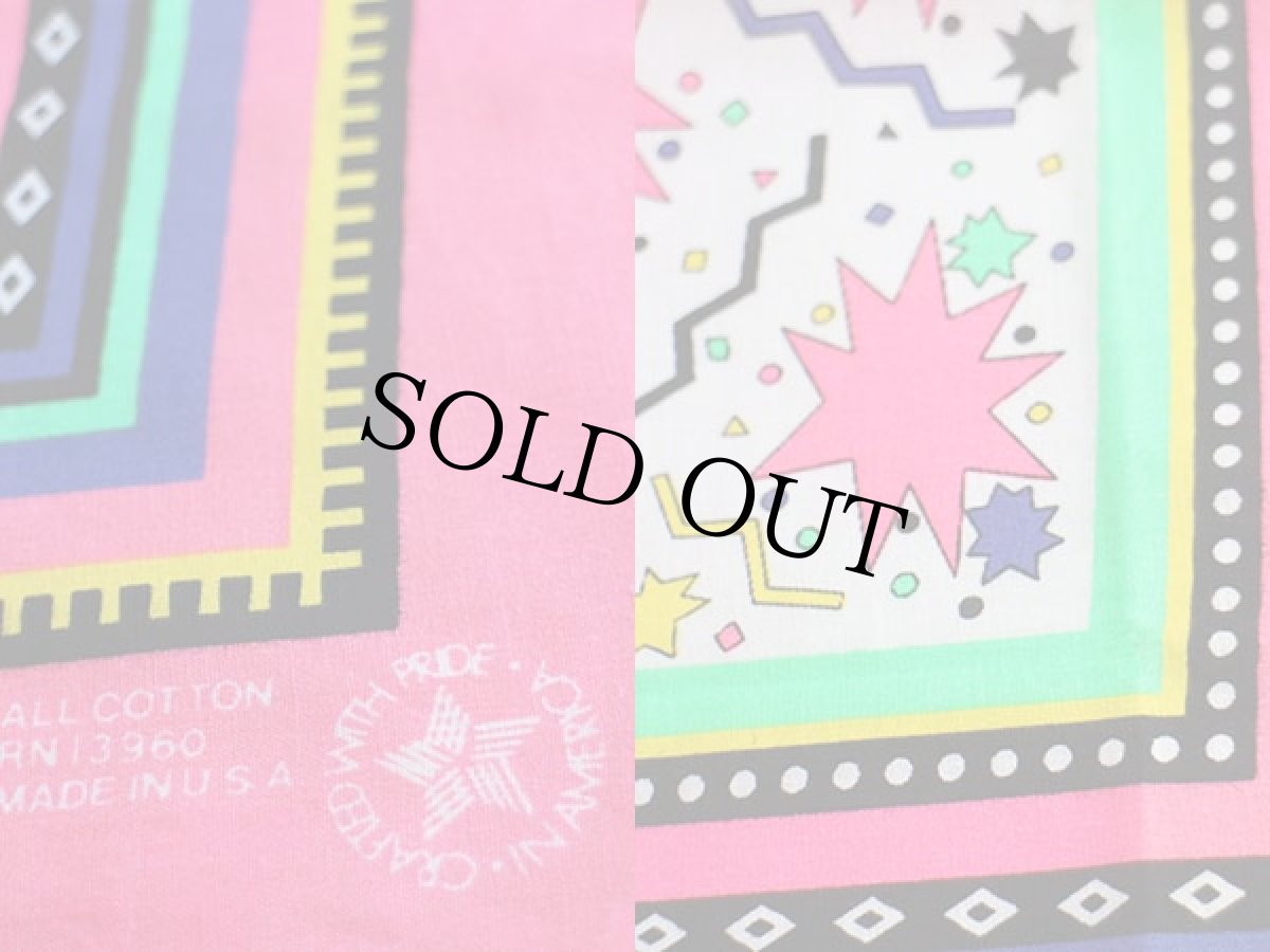 画像3: デッドストック★80s USA製 蛍光 コットン バンダナ (3)