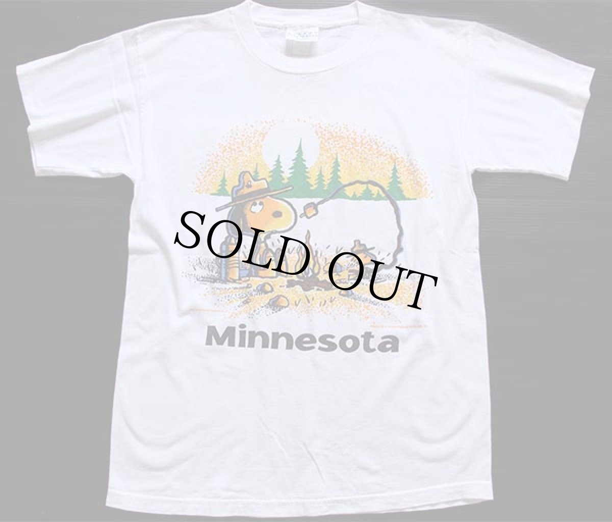 画像2: 90s USA製 スヌーピー キャンプ 両面プリント コットンTシャツ 白 L (2)