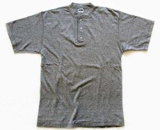 画像2: デッドストック★90s USA製 BLEU ICE ヘンリーネック Tシャツ グレー S (2)