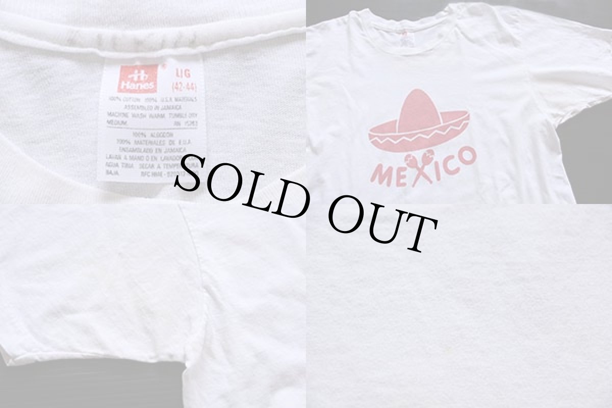 画像4: 90s Hanes MEXICO 染み込みプリント コットンTシャツ 白 L (4)