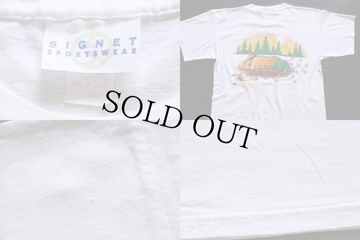 画像3: 90s USA製 スヌーピー キャンプ 両面プリント コットンTシャツ 白 L (3)