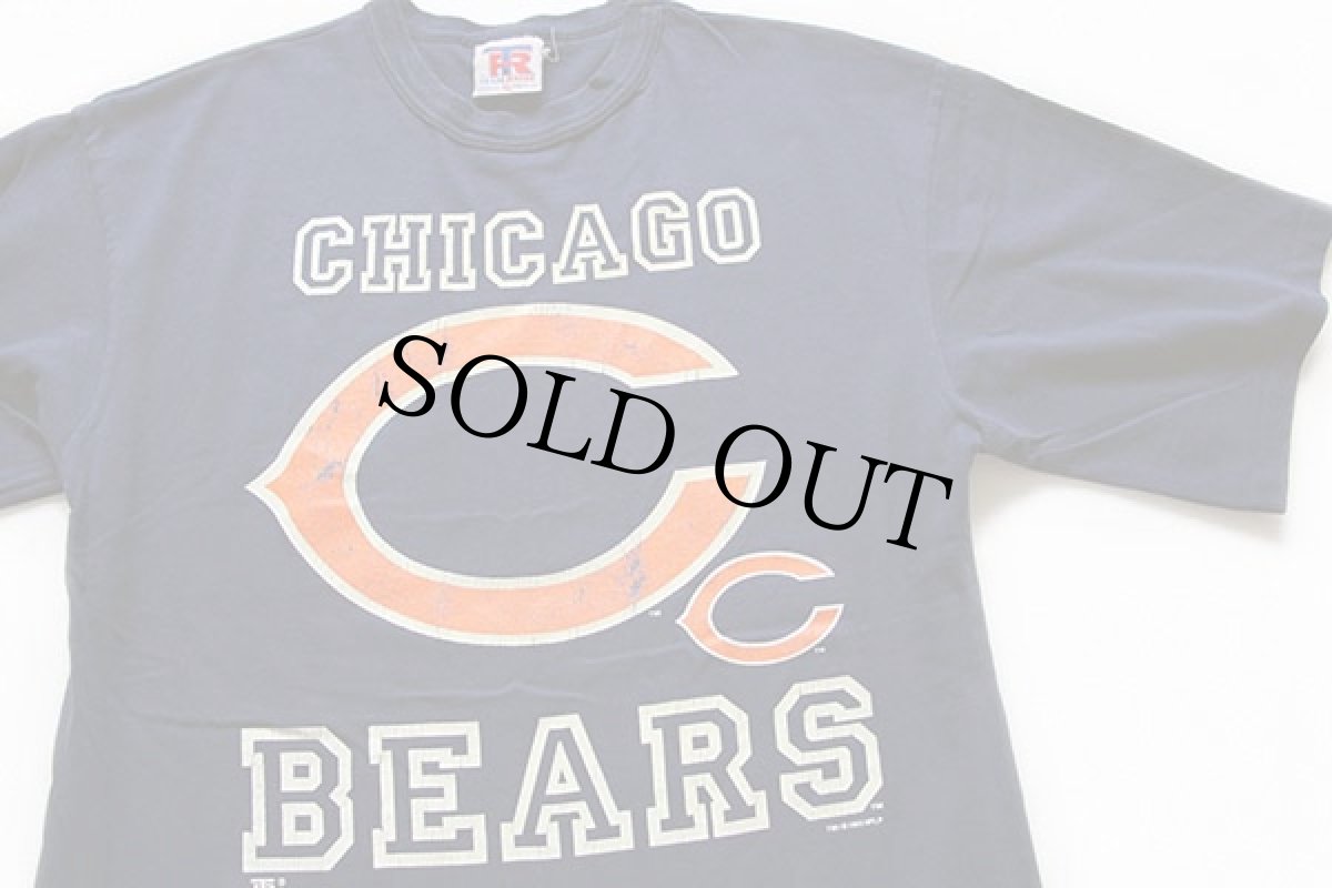 画像1: 90s USA製 NFL CHICAGO BEARS コットンTシャツ 紺 ボーイズXL (1)