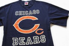 画像1: 90s USA製 NFL CHICAGO BEARS コットンTシャツ 紺 ボーイズXL (1)