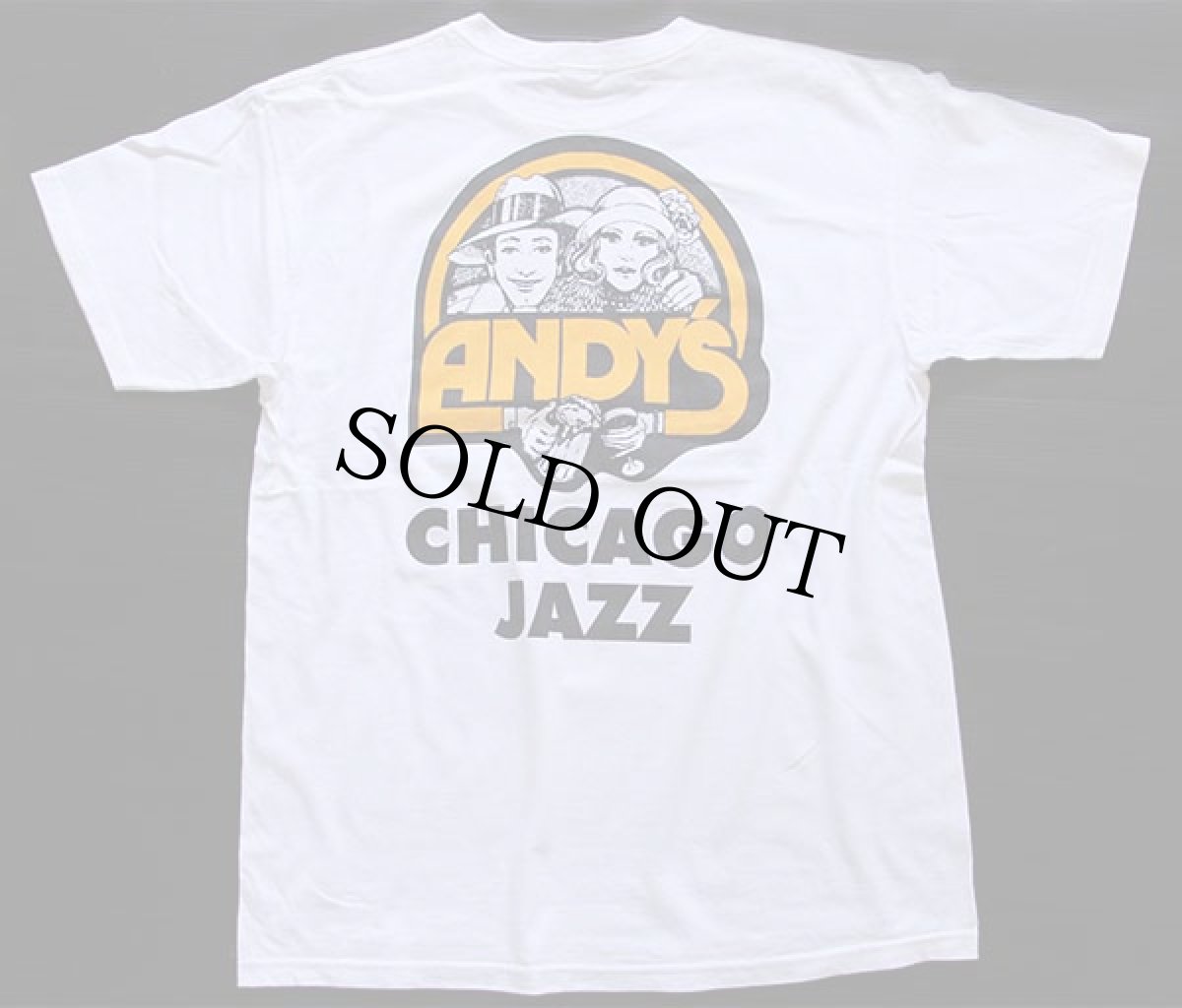 画像2: 00s ANDY'S CHICAGO JAZZ 両面プリント コットンTシャツ 白 L (2)