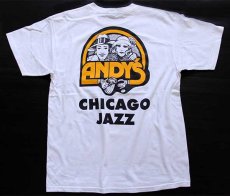 画像2: 00s ANDY'S CHICAGO JAZZ 両面プリント コットンTシャツ 白 L (2)