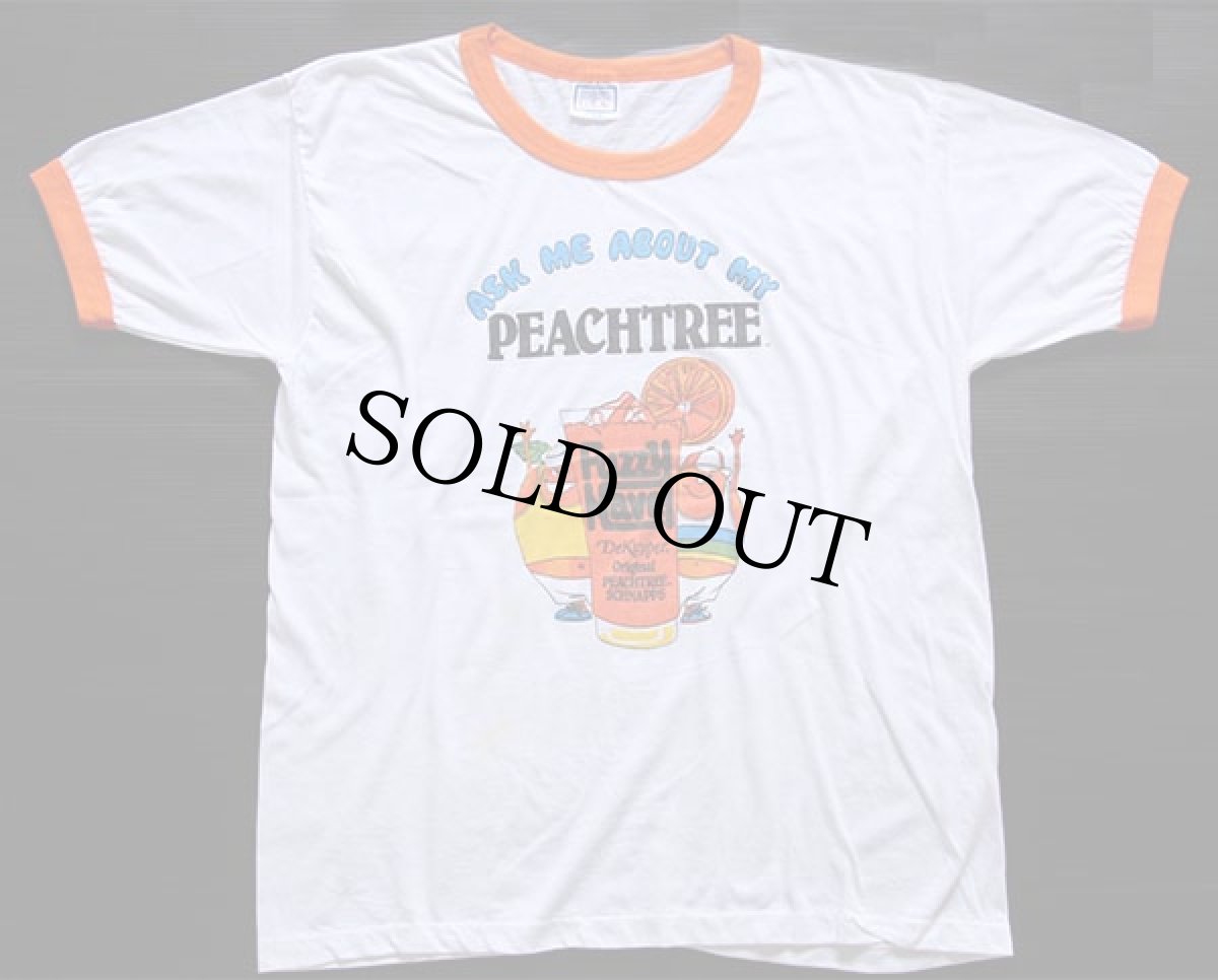 画像2: 80s USA製 PEACHTREE Fuzzy Navel リンガーTシャツ 白×オレンジ XL (2)