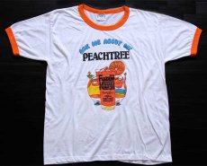 画像2: 80s USA製 PEACHTREE Fuzzy Navel リンガーTシャツ 白×オレンジ XL (2)