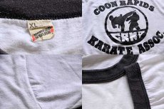 画像3: 80s USA製 COON RAPIDS KARATE 空手 リンガーTシャツ 白×黒 XL (3)