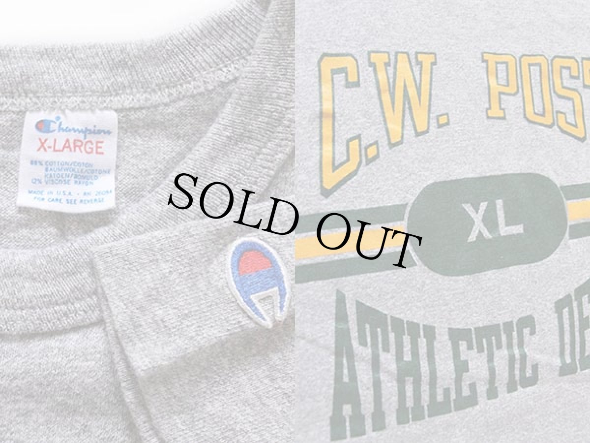 画像3: 80s USA製 Championチャンピオン C.W.POST 88/12 Tシャツ 杢グレー XL (3)