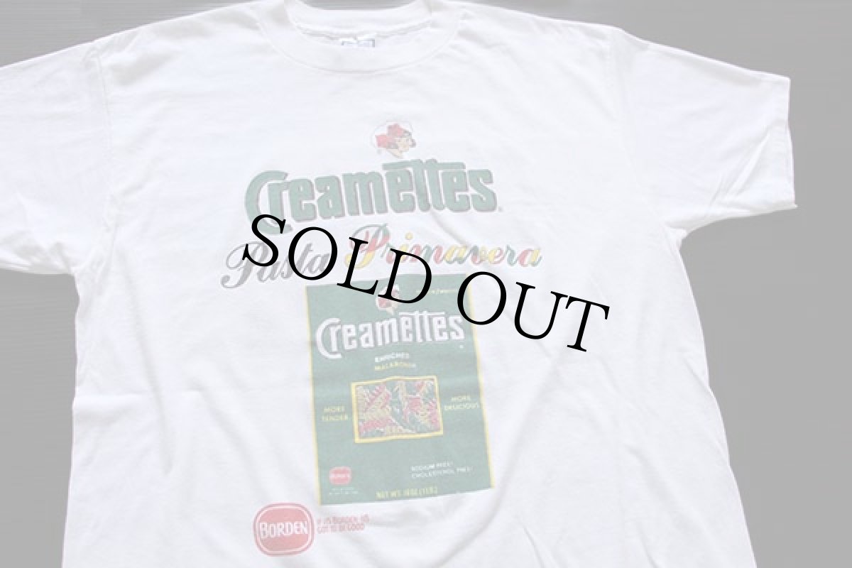 画像1: 80s USA製 Creamettes BORDEN 両面プリント Tシャツ 白 XL (1)