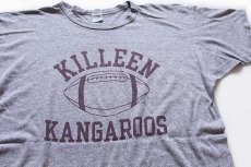 画像1: 80s USA製 Championチャンピオン KILLEEN KANGAROOS 染み込みプリント 88/12 Tシャツ 杢グレー XL (1)