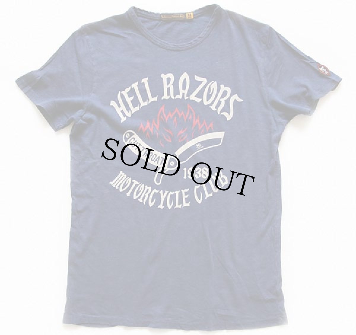 画像2: USA製 Johnson Motorsジョンソンモータース HELL RAZORS コットンTシャツ 紺 M (2)