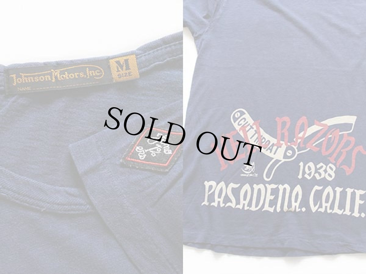 画像3: USA製 Johnson Motorsジョンソンモータース HELL RAZORS コットンTシャツ 紺 M (3)